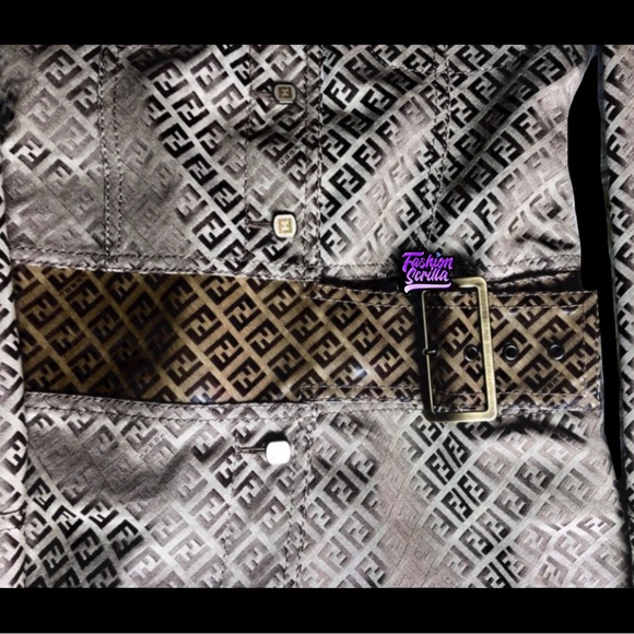 Fendi Trench Coat Vintage Jacket FF Logo Zucca Canvas Zip Up Dress - Picture 5 of 16